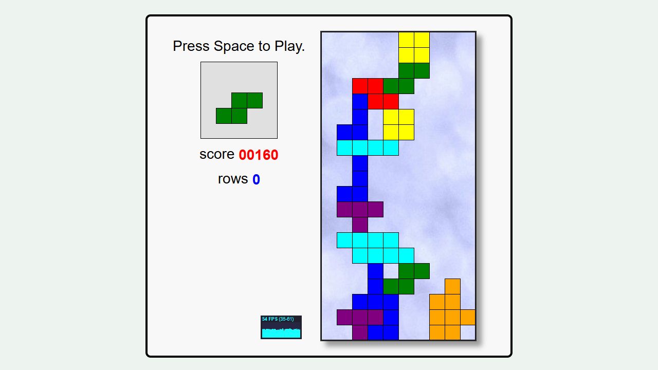 JavaScript Tetris original game artwork